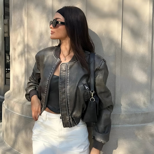 Amira | Leren herfstjas