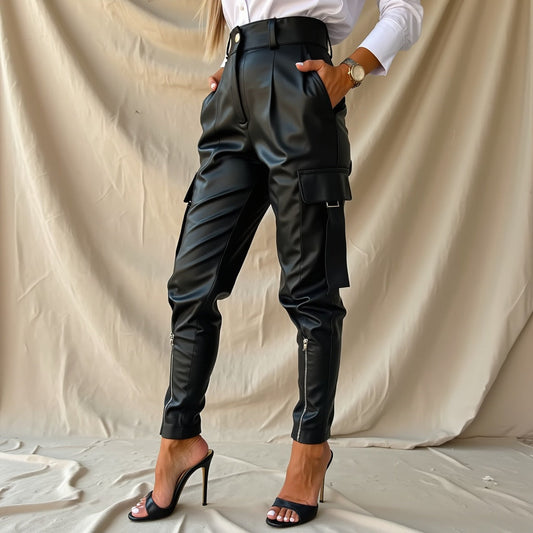Isabelle | Hoge Taille Vegan Leren Broek