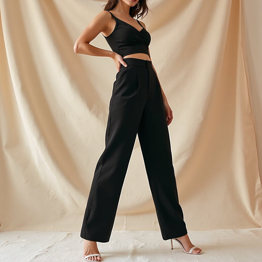 Hélène | Hoge Taille Broek Met Zakken